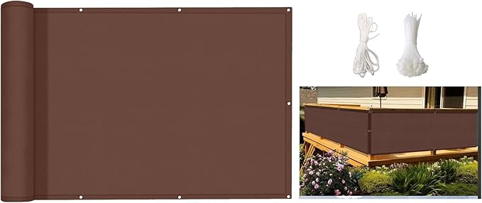 Garden Privacy & Protective Screens, 100% Solid Non-See-Through Garden Privacy Fence Screen 4ft, 4'x25' Brown Full Privacy Protect for Balcony, Backyard,Porch,Railing and Pool
