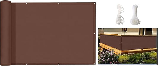 Garden Privacy & Protective Screens, 100% Solid Non-See-Through Garden Privacy Fence Screen 4ft, 4'x25' Brown Full Privacy Protect for Balcony, Backyard,Porch,Railing and Pool