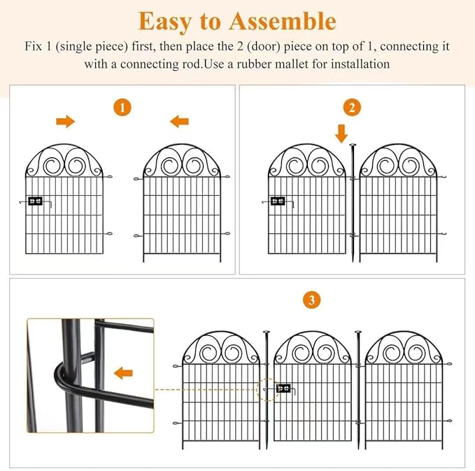 Tall Garden Animal Barrier Fencing with Gate, 40 Inch(H) 20 Panels Total Length 43.7 Ft Outdoor Dog Fence, Picket Fences, Reusable Decorative Fence for Garden │Patented