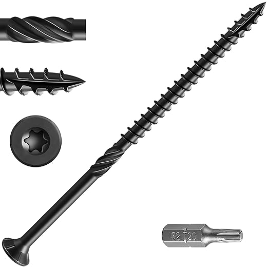 #10 * 5" Black Deck Screws, (190pcs) 5 lbs.Exterior Wood Screws, Rust Resistant Epoxy Coated, Bronze, T20 Star Bit