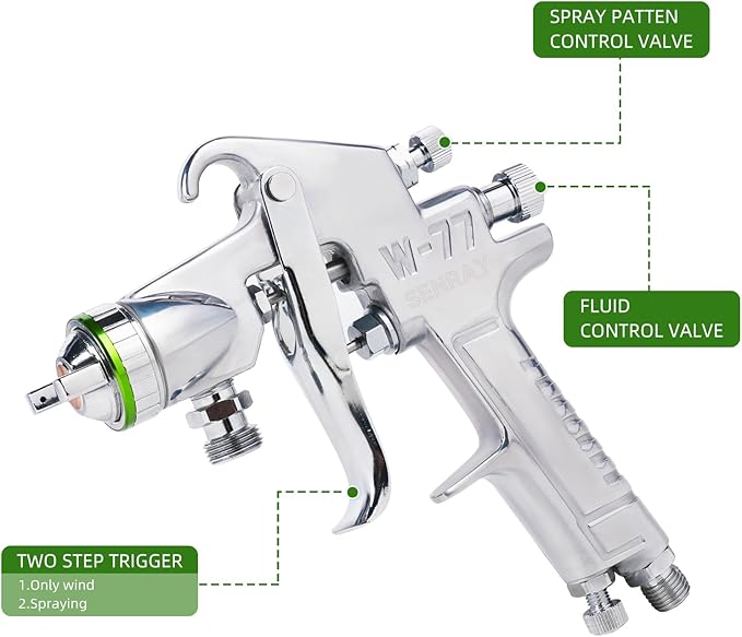 Pressure Feed Air Spray Paint Gun, Pressure Pot Paint Sprayer Without Cup - 2.5mm Nozzle