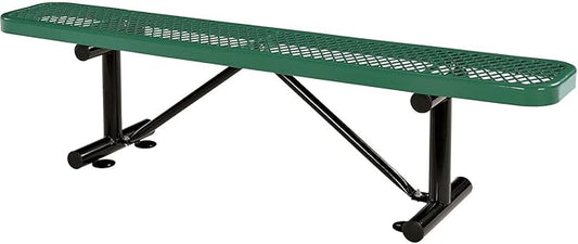 Global Industrial 6'L Heavy Duty Expanded Metal Mesh Flat Bench with Steel Frame, Portable Outdoor Bench, 1000 lbs Capacity, Green, 72" L x 14-1/2"W x 18" H