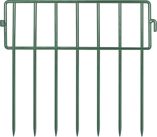 Adavin Green Animal Barrier Fence, 28 Pack 12 in(L)X10 in(H) No Dig Garden Decorative Fence 1.5" Gap, Rustproof Metal Dig Deterrent Panel Border for Dog Rabbits, Ground Stakes Outdoor Patio,Total 28Ft
