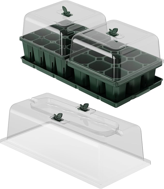 Vego garden Germination Bundle,4 Pack Jumbo and1 Pack Giga Seedling Trays with Seedling Tray Lids and 10" x 20" Seedling Humidily Dome