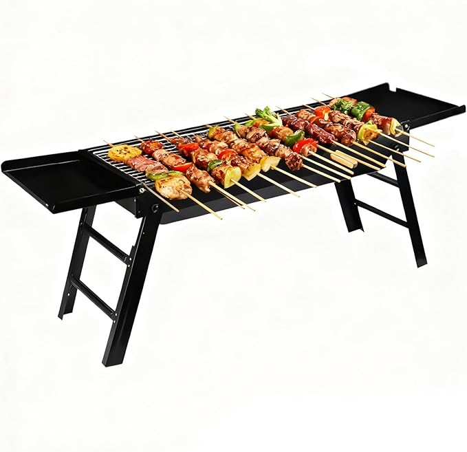 Portable Charcoal Grill - Foldable Removable Stove, Outdoor Grills with Trays, Compact Easy Storage, Authentic Versatile Design, Premium Camping Grill, Backyard Cooking Tool for Garden, Picnic, Travel