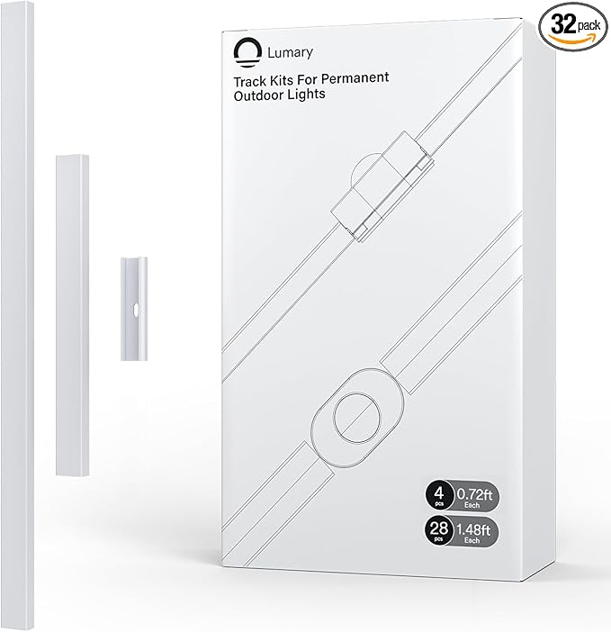Lumary 44Ft Permanent Outdoor Lights Wire Cover, Cable Hider, Cables Raceway for Cord Hide, White and paintable Cords Cover Concealer Conduit Channel, TV Wires Management Kit