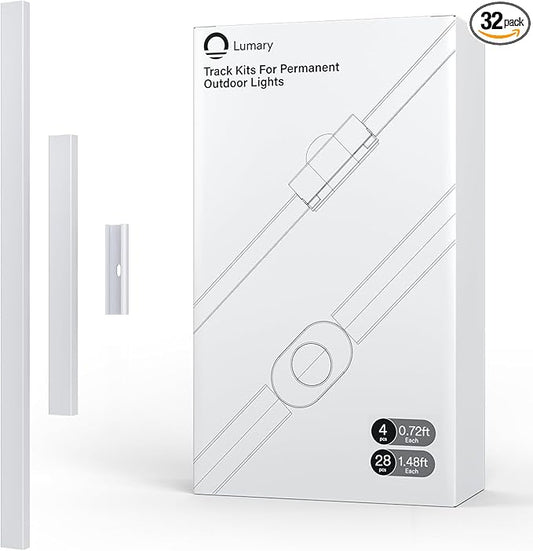 Lumary 44Ft Permanent Outdoor Lights Wire Cover, Cable Hider, Cables Raceway for Cord Hide, White and paintable Cords Cover Concealer Conduit Channel, TV Wires Management Kit