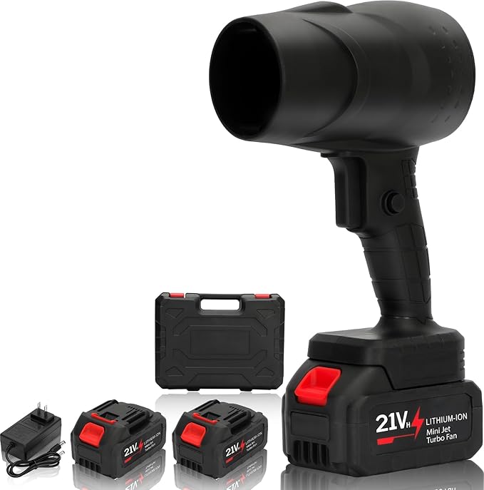 Cordless Handheld Leaf Blower with 2 x 4.0 Ah Batteries, 32000RPM Turbo Jet Blower, Small Leaf Blower for Deck, Garden, Patio, Portable Handheld Mini Turbine Drying Black
