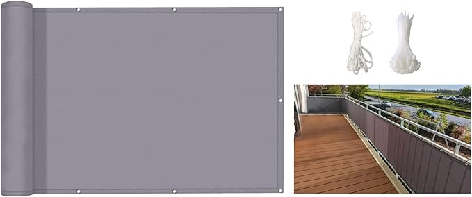 3'3 x 10' Aiwi Space 100% Solid Non-See-Through Privacy Fence Screen, Department Balcony Privacy Fence, Garden Privacy Fence Panel, Light Gray
