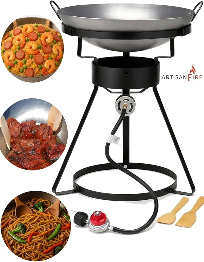 Outdoor Cooker Stove with Steel Wok-Propane Burner Grill-55,000 BTU