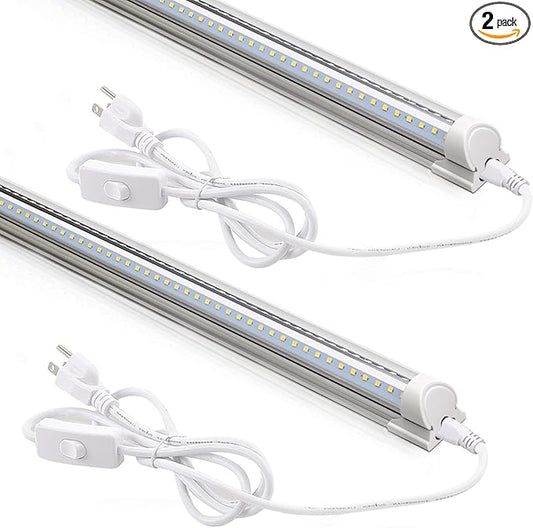 Barrina LED Shop Light 2FT, 20W 3000LM 3000K, Clear Cover Linkable LED Tube Lights, V Shape Integrated T8 LED Lighting, LED Ceiling Lights for Garage, Warehouse, Workshop, ETL Listed, 2 Packs