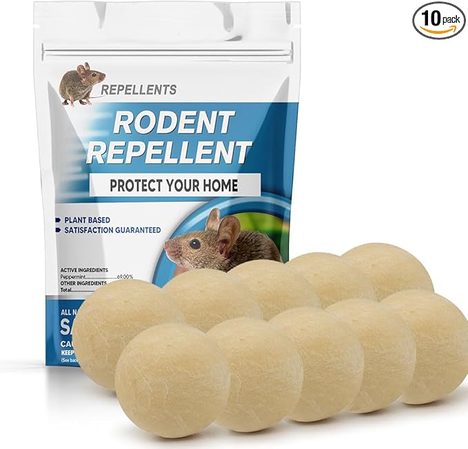 Rodent Repellent Indoor,Mouse Repellent,Mice Repellent Indoor,Rodent Away Repellant,Rat Repellent,Keeps Mice Away,Peppermint Oil Repel Mice from Nesting,Covers 50 sq. ft,Effective for 60-90 Days-10P