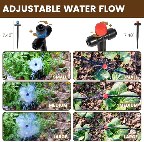 110FT Quick-Connect Drip Irrigation Kit, Garden Watering System DIY Automatic Irrigation Equipment Set for Lawn Raised Bed Greenhouse Plant Watering with 1/4'' Tubing, Drip Emitters, Connectors