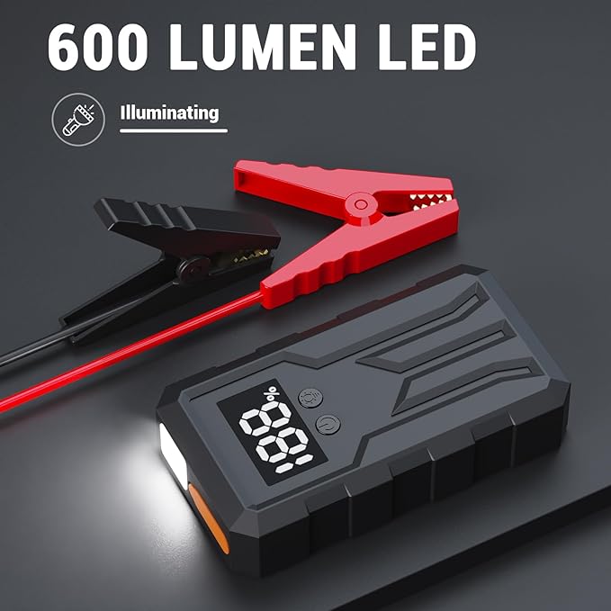 Jump Starter 4000A Peak, Portable Car Battery Jump Starter for 9L Gas 8L Diesel Engines, Power Pack with LED Flashlight, USB Quick Charge, Auto Battery Charger for Cars, Trucks, SUV, Gifts for Men