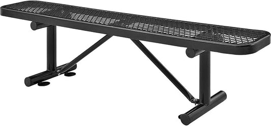 Global Industrial 6'L Heavy Duty Expanded Metal Mesh Flat Bench with Steel Frame, Portable Outdoor Bench, 1000 lbs Capacity, Black, 72" L x 14-1/2"W x 18" H