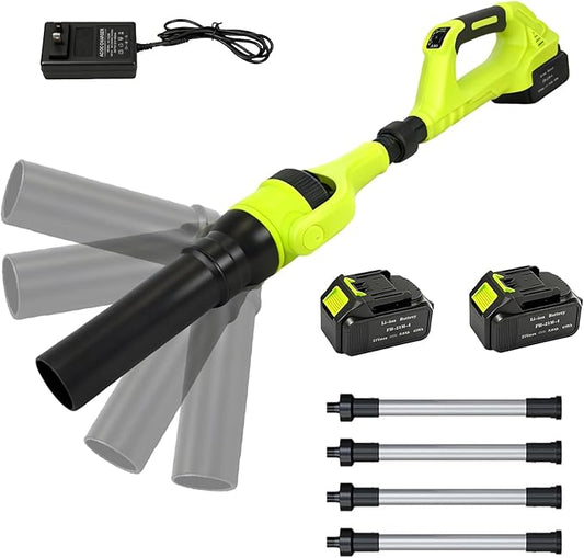 Cordless Leaf Blower, 21V Leaf Blowers, 580CFM/180MPH Brushless Motor, with 2 Lightweight Batteries 3.0Ah & Charger, and 3-Speed Leaf Blower 2-in-1 Design with Gutter Cleaning Kit for Garden & House
