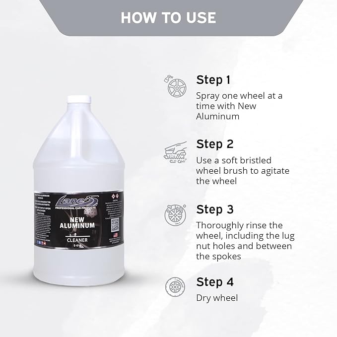 LANE'S New Aluminum Car Wheel Cleaner | Acid Rim Cleaner and Brightener | Brake Dust, Oxidation & Rust Remover for Motorcycles, Cars, Trucks | Shines & Eliminates Hard Scrubbing | 1 Gallon
