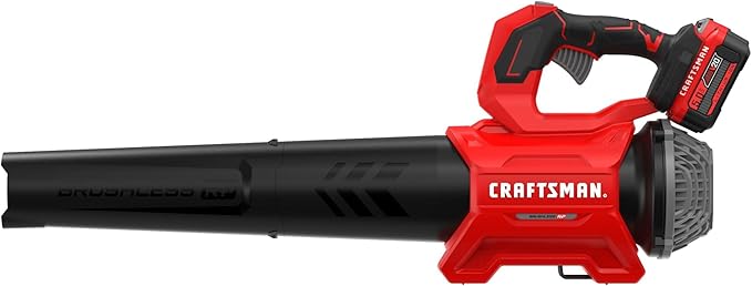 CRAFTSMAN Leaf Blower Cordless with Battery and Charger V20 RP, Up to 110 MPH Power, Handheld Electric Leaf Blower, Brushless Motor, Lightweight, 5.0Ah (CMCBL730P1)