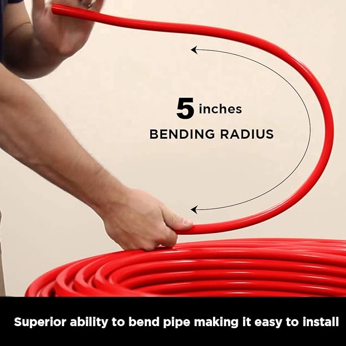 Pex-A Tubing - 1 Inch x 100 Ft Coil, Non-Barrier PEX Pipe for Potable Water, Red Flexible Water Tubing