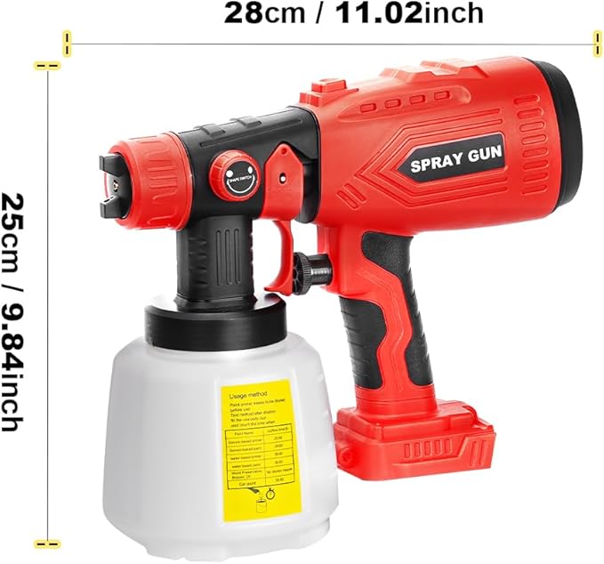 Paint Sprayer Compatible with Milwauke 18V Lithium Battery, Cordless Paint Sprayer HVLP Spray Gun with Copper Nozzle, 200W Power Easy to Clean for Home Interior,Exterior, Renovation(Tool Only)