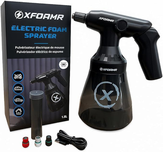Electric Foam Sprayer 1.5L – Rechargeable Battery Powered Foamer for Car & Motorcycle Detailing – 30min Runtime, Thick Snow Foam, Removable Battery – Professional Grade Tool
