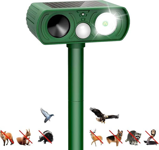 Animal Deterrent Devices Outdoor, Solar Animal Repeller with Motion Sensor Animal Repeller to Repel Cat, Deer, Squirrel, Rabbit, Dog, Skunk (Green - 1 Pack) Model12
