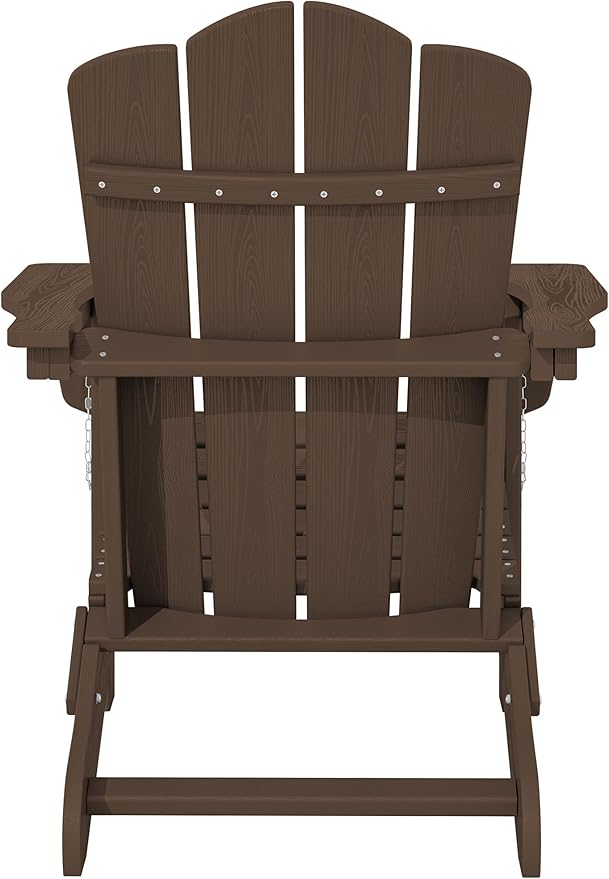 KINGYES Folding Adirondack Chair Set of 6, HDPE All-Weather Folding Adirondack Chair, Coffee