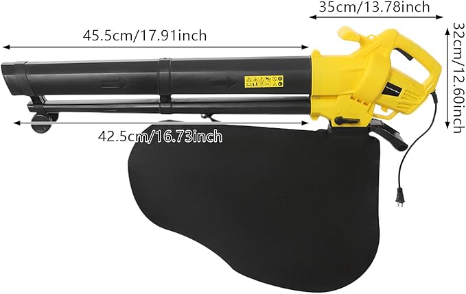 Corded Electric Leaf Blower, 3000W High Power Handheld Leaf Blower with Bag, 466CFM 167 MPH Protable and Lightweight Leaf Vacuum and Mulcher for Yard, Patio, Lawn