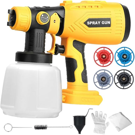 Cordless Paint Sprayer Compatible with Dewalt 20v 60v Flex Batteries (Tool Only) 200W HVLP Paint Gun, 3 Spray Patterns & 4 Size Nozzles for Cabinets,Walls,Furniture,House Painting