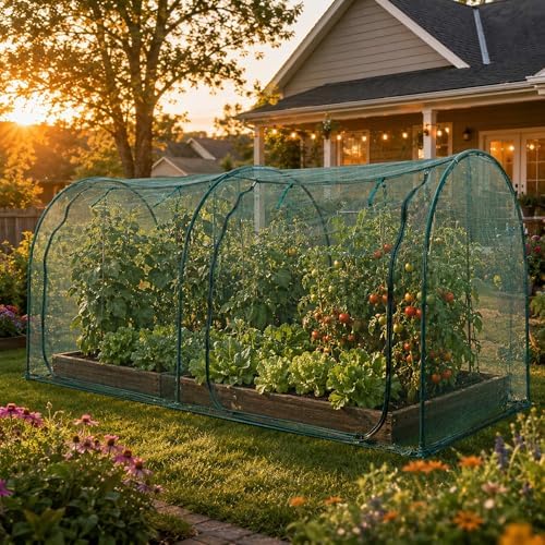 Large Tunnel 8.2'x4' Plant Netting Cover 4FT Tall Crop Cage Netting Pest Guard Cover for Vegetables Fruits Durable Gardening Net for Plant and Animal