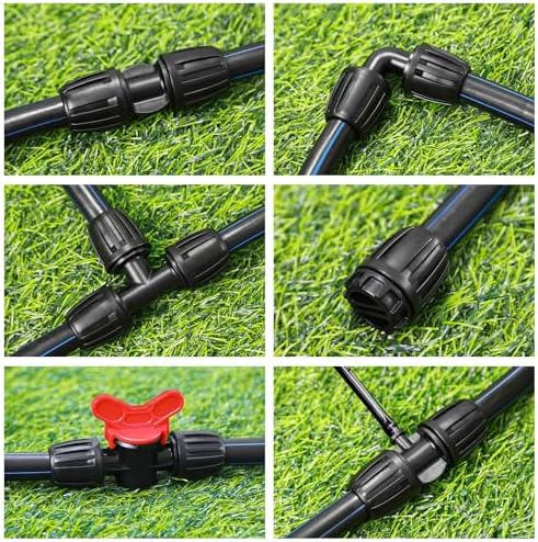 1/2 Inch Drip Tubing Irrigation Fittings Kit - 20 Pieces Set 1/2'' Drip Line Anti-Drop Barbed Lock Nut Connectors- 4 Couplings 4 Tees 4 Elbows 2 Valves 2 1/2'' to 1/4'' Reducers 4 Plugs
