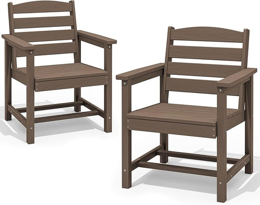 SERWALL Patio Dining Chair Set of 2, Coffee
