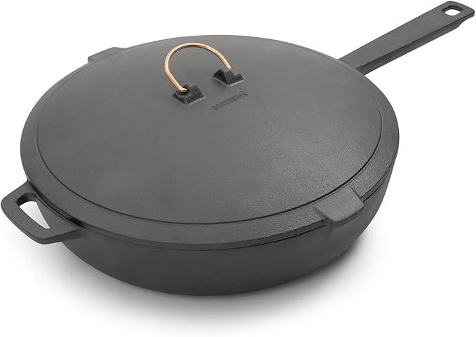 Barebones Enamel Lined Cast Iron 12-Inch Skillet - Durable Camping Cookware with Non-Stick Enamel, Perfect for Kitchen or Open Fire Cooking