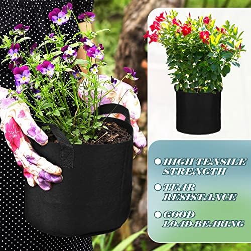 Hoolerry 7 Pack Black Plant Grow Bags Varity Sizes Thickened Non Woven Grow Bags in 4 Sizes 10, 7, 5 and 3 Gallons Aeration Fabric Pots with Handles for Garden