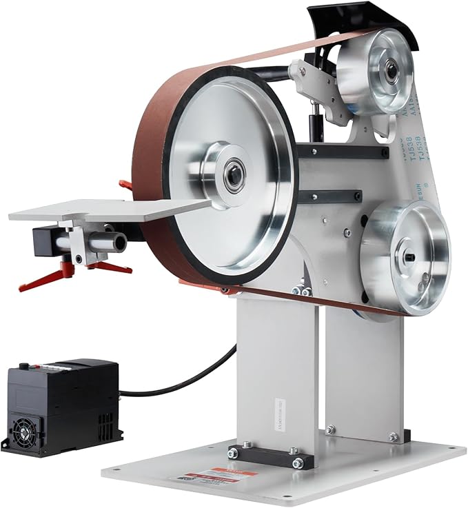 VEVOR Belt Grinder Sander, 72 x 2-Inch Variable Speed Belt Polisher with VFD, 1500W Knife Sharpener with 3 Grinding Moulds & 3PCS Sanding Belts for Metalworking, Compatible with 72"- 82 * 2" Belts