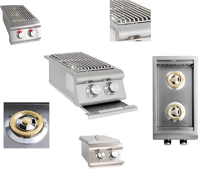 BLAZE BBQ Outdoor Package of 40” LTE Built-in Gas Grill, LTE Built-In Double Side Burner, 32” Door & Two Drawers Combo, 20” Refrigerator and Accessories (Grill Cover, Fridge Trim, and Rotisserie Kit)