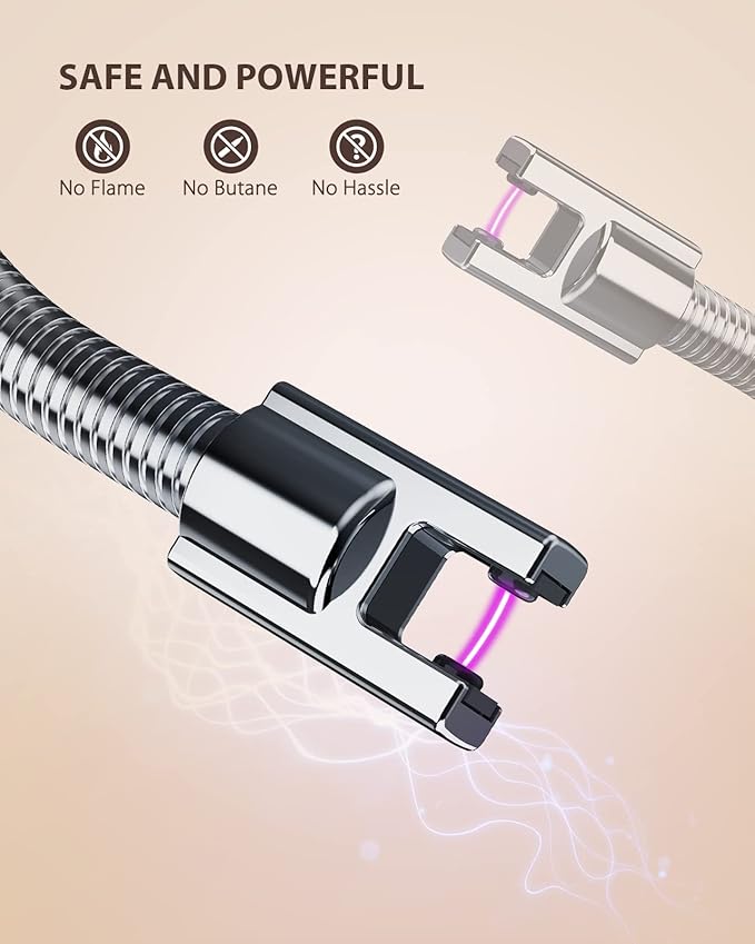 RONXS Electric Lighter - Rechargeable Type C with LED Display, Flexible Neck Plasma Arc Lighter for Fireworks, Gas Stove, BBQ