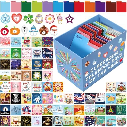 Mooliwe 480 Pcs Classic Classroom Calendar Days of The Year Set