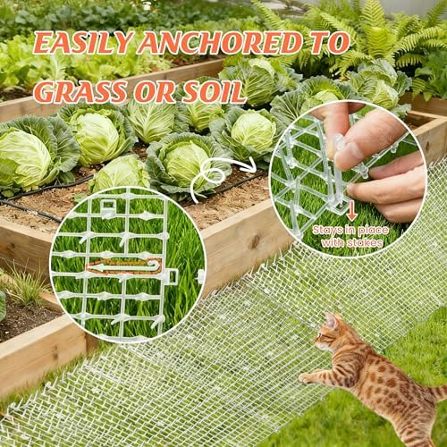 2 Pack Transparent 6.5ft Cat Scat Mat with Soft Spikes, 13ft Clear Cat Deterrent Strips for Sofa, Windowsills, Balcony & Garden, Cuttable Indoor/Outdoor Pet Repellent Mats, 78" x 11" Each