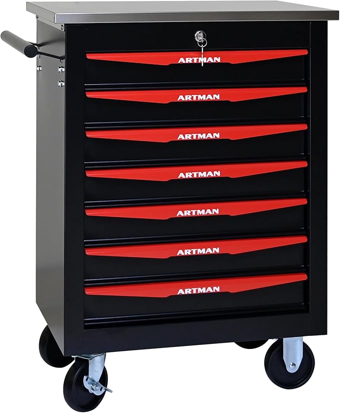 7 Drawers Tool Cart on Wheels,Multifunctional Rolling Tool Storage Chest,Drawer Rolling Trolley Organizer Tool Box for Garage,Workshop,DIY Multiple Interconnectable(7 Drawers-30.5" H)