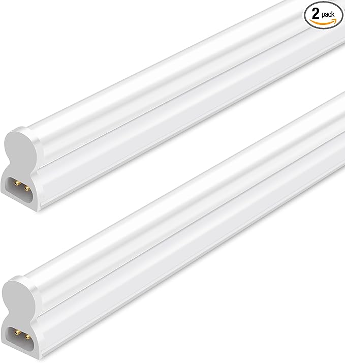 hykolity 2 Pack LED Shop Light 4FT, T5 Integrated Single Fixture, 22W, 2200lm, 6500K Super Bright White, Linkable Shop Light, Utility Shop Lights, Corded Electric with Built-in ON/Off Switch