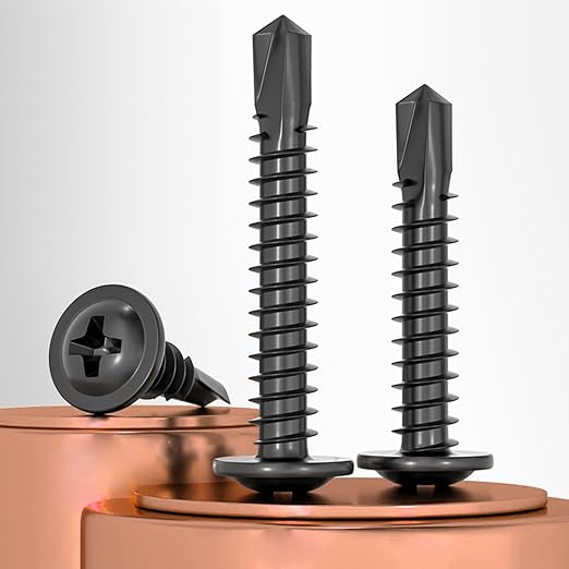 180 PCS #8 Self-Tapping Screws Assortment Kit with Driver,410 Stainless Steel Black Galvanized Pan Head Self Drilling Screws in 6 Sizes(1/2", 5/8", 3/4", 1", 1-1/4", 1-1/2")