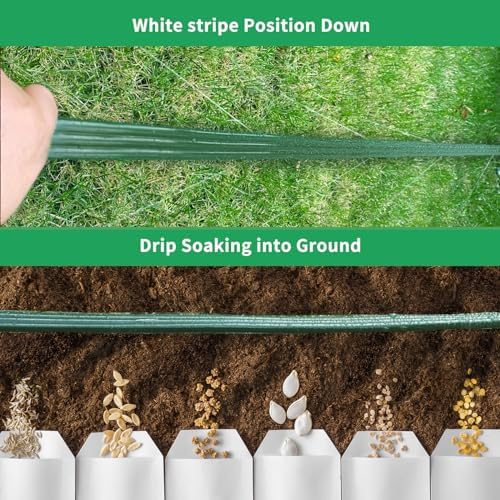 Watoo 2026 Sprinkler Hose & Soaker Hose for Yard - 50 FT Reinforced Flat Garden Hose with Holes, Heavy Duty No-Kink Lawn Irrigation Hose (Includes Stakes, High Pressure Spray)