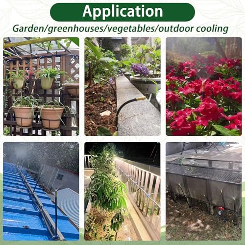 Lawn & Garden Watering Equipment,360° Adjustable Drip Irrigation System,50 ft Garden Plant Watering System with 15 Nozzles, 5/16 inches Hose Greenhouse Accessories for Yard, Lawn, Plants