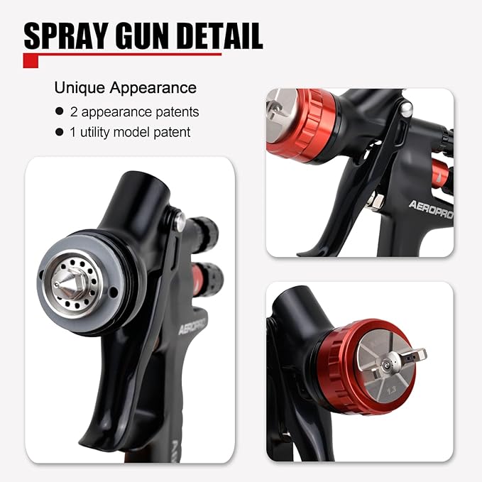 AEROPRO Tools A608 HVLP Air Spray Gun, 1.3mm Nozzle, 600cc Plastic Cup, Auto Paint Spray Gun, Automotive Paint Gun, Body Repair Paint Spray Guns, Car Paint Gun for Touch Up, Primer, Top Coat