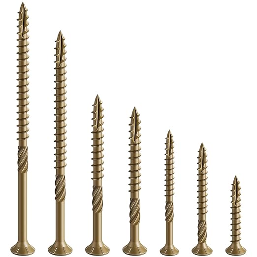#14 * 8" Extended Deck Screws, (38 pcs) 2 lbs.Lengthen Exterior Wood Screws, Rust Resistant epoxy Coated, Bronze, T30 Star Bit