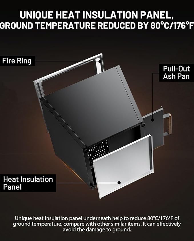 LEGACY HEATING Smokeless Fire Pit, Portable Outdoor Firepits 25 inch, Carry Handle for Backyard Patio Camping Bonfire, Stainless Steel, Ideal for 6-12 People, 46.74 lbs, Black, Cyberpit One Pro