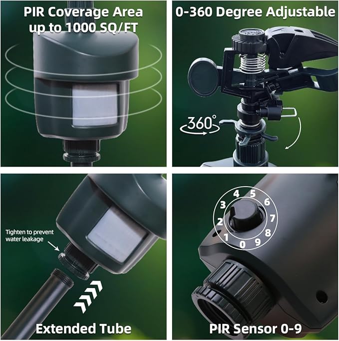 Motion Activated Sprinkler to Deter Animal Cat, Birds, Dogs Repellent Outdoor Lawn Motion Sensor Water Sprinkler for Garden