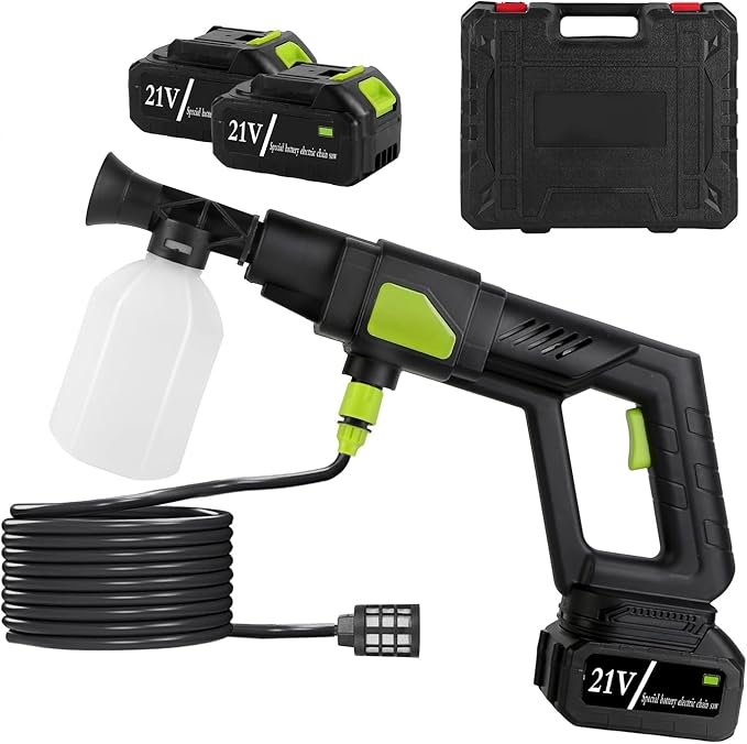 Cordless Pressure Washer 435PSI Portable Electric Power Washer with 6-in-1 Nozzle, Foam Bottle, 21V 15000mAh Battery for Car, Bike, Patio, Outdoor Cleaning