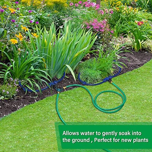 ZZM 360°Tree Water System Tree Watering Ring Circle Sprinkler and Irrigation System Targeted Water with Y Hose Splitter for New Tree Outdoor Plants Raised Garden Beds Shrubs (Small)
